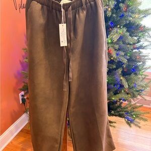 Vintage Havana Brown Pants NWT Chestnut Faux Leather Wide Leg